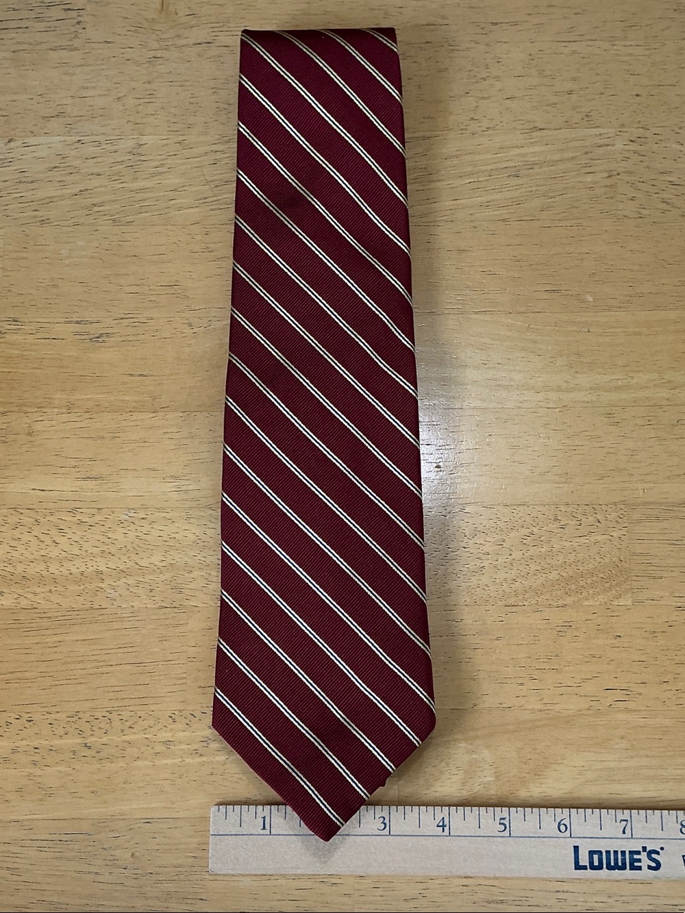 Brooks Brothers Burgundy Tie with White Diagonal Stripes